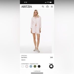 Aritzia wilfred free sail shirt color sakura pink size small